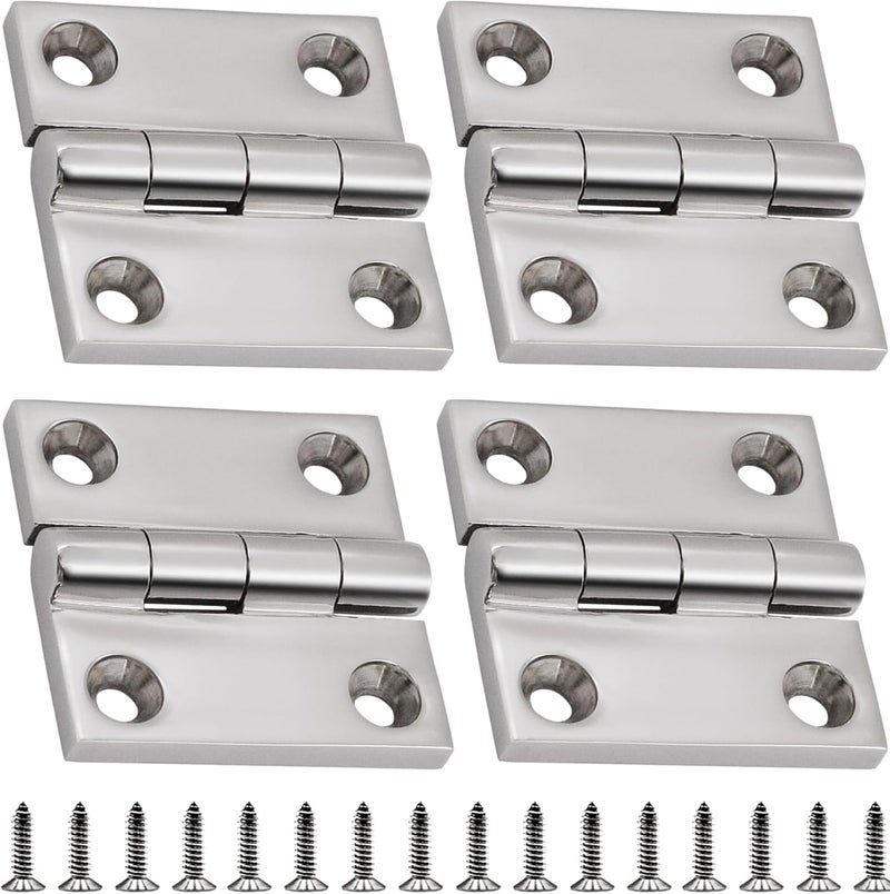 Laorde 316 Stainless Steel Hinges Marine Grade 1.5" x 1.5" Heavy Duty Boat Hatch Hinge (40 mm X 40 mm) 4 Pack Casting Cabinet Door Hinge with Screws - Image 1